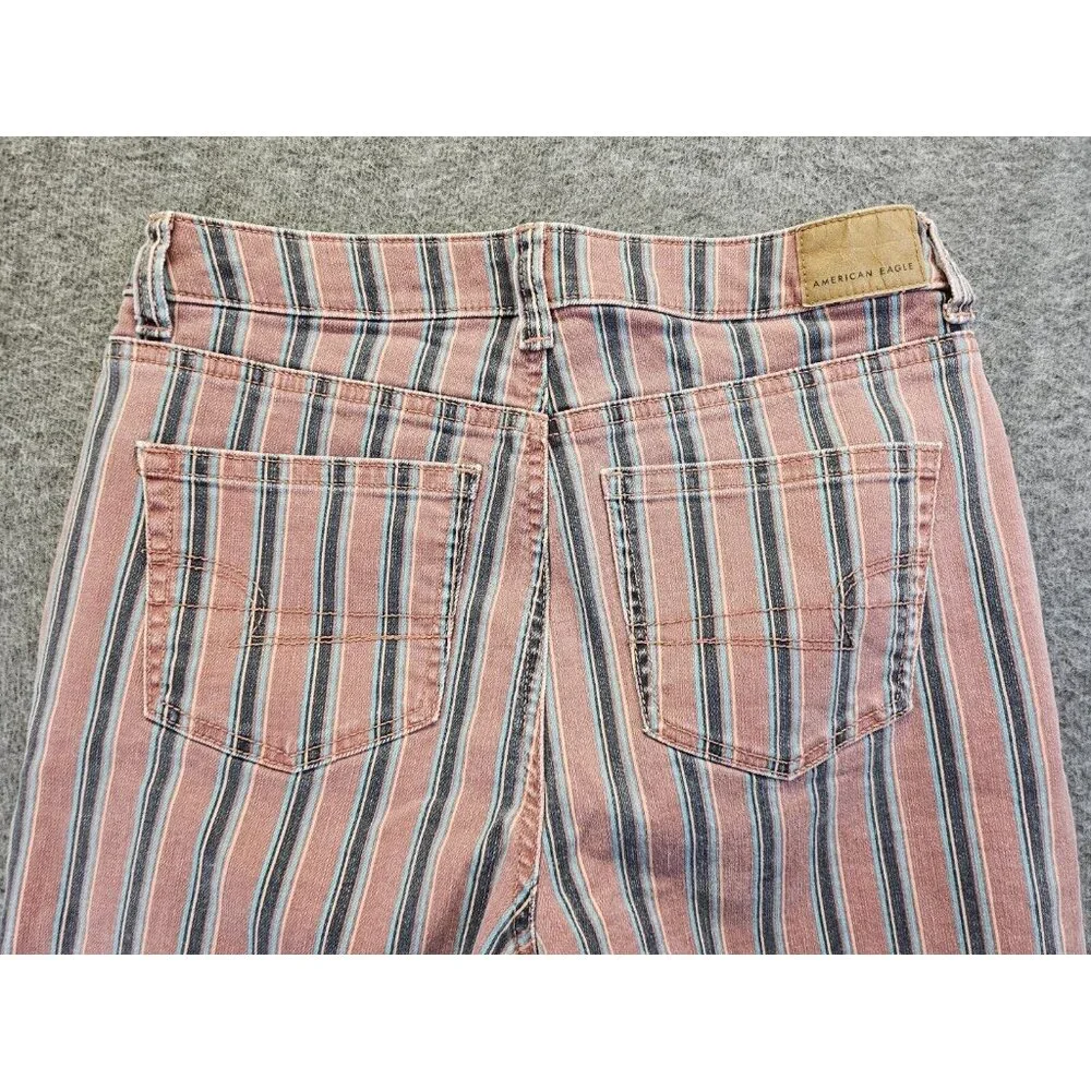 American Eagle Outfitters Pink and Blue Striped Straight Leg Jeans - Picture 3 of 11